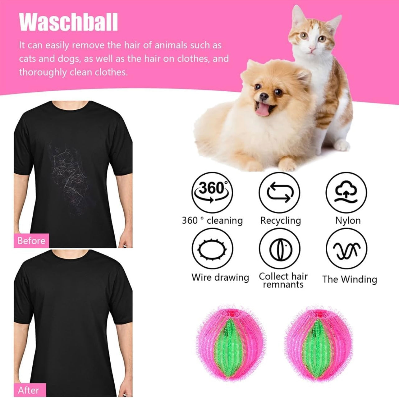 Palline cattura peli animali in lavatrice