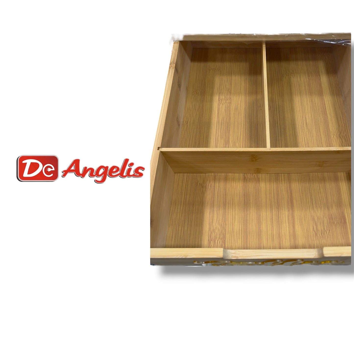 Porta cialde con cassetto in bambù con vetro effetto marmo
