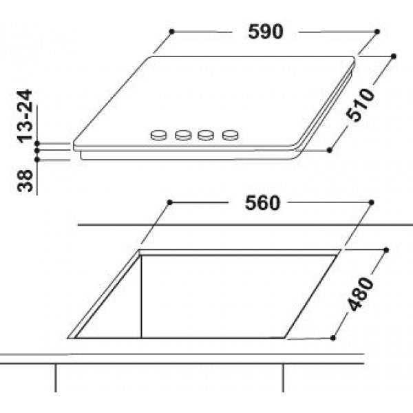 Indesit: piano cottura 4 fuochi