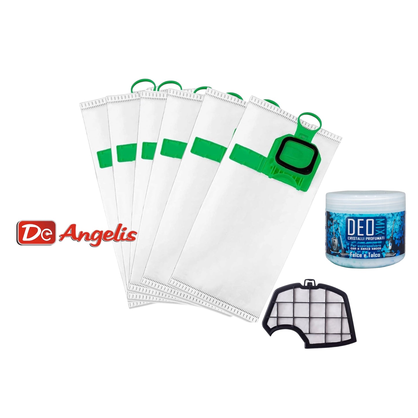 Kit risparmio: sacchetti vk140/150 + griglia motore + cristalli profumati DeoMix